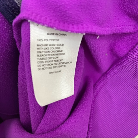 Reebok Purple Color Block Zipper Hooded Fleece Jacket - Picture 14 of 14